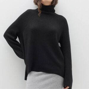 NWT NakedCashmere UltraSoft Ribbed Cashmere Cora Mock Neck sweater in black